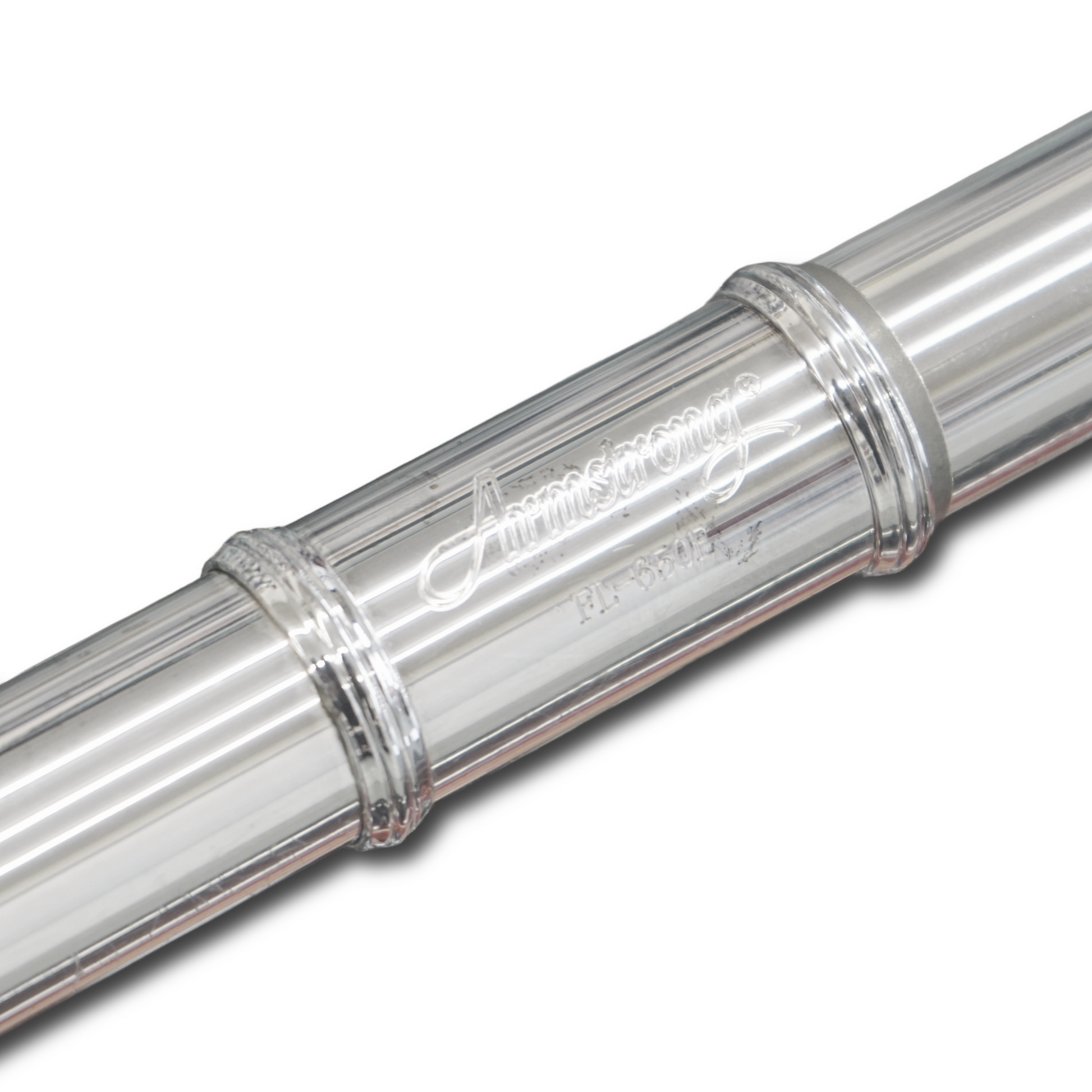 Close-up of engraving on Armstrong FL650E Flute