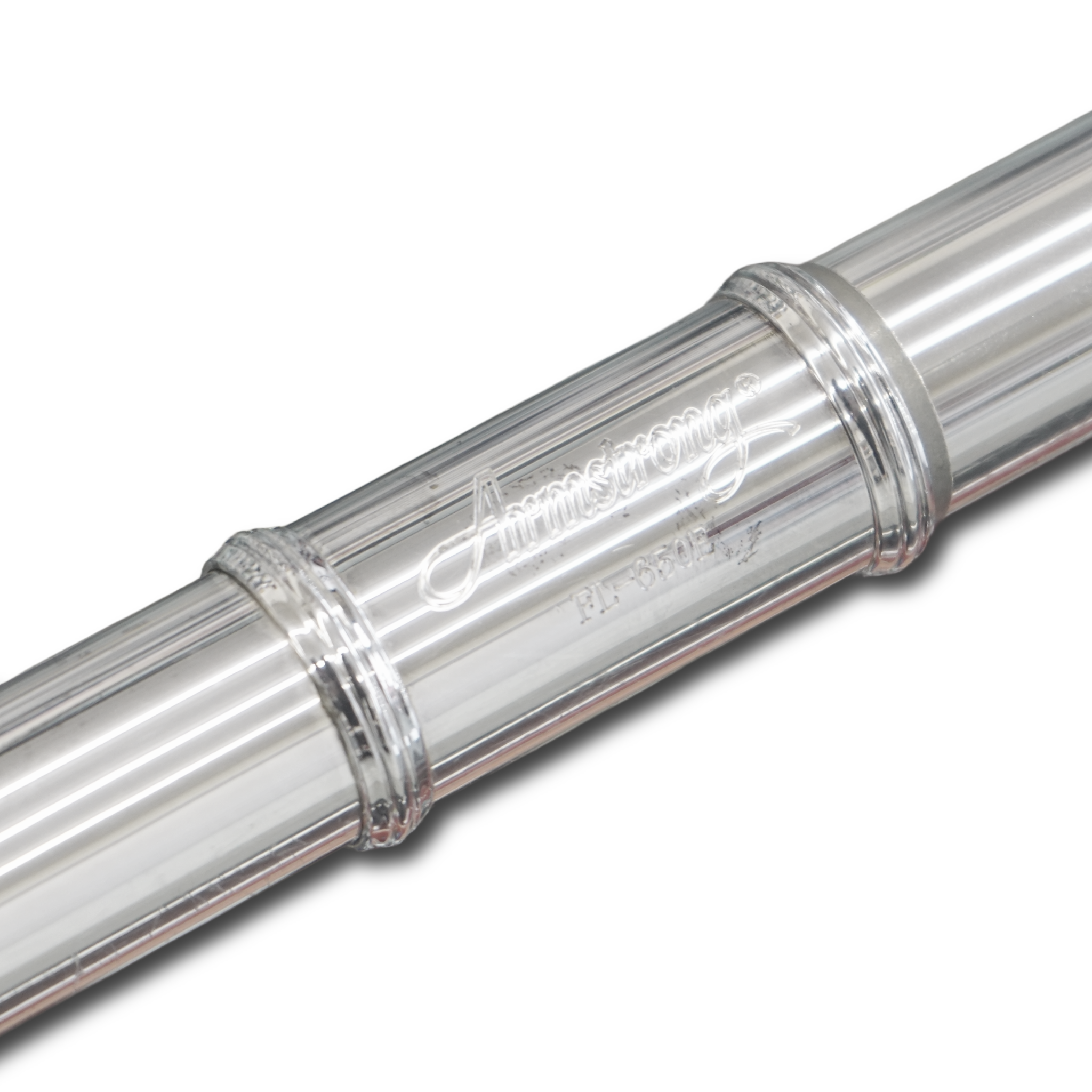 Close-up of engraving on Armstrong FL650E Flute
