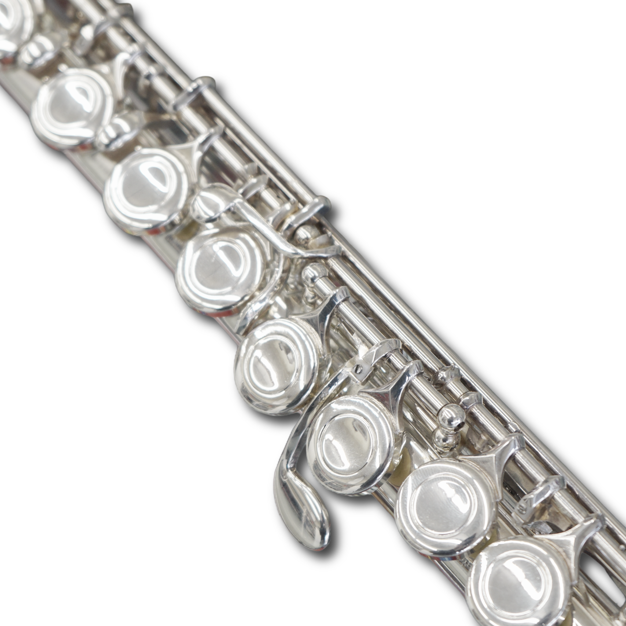 Close-up of keywork on Armstrong FL650E Flute