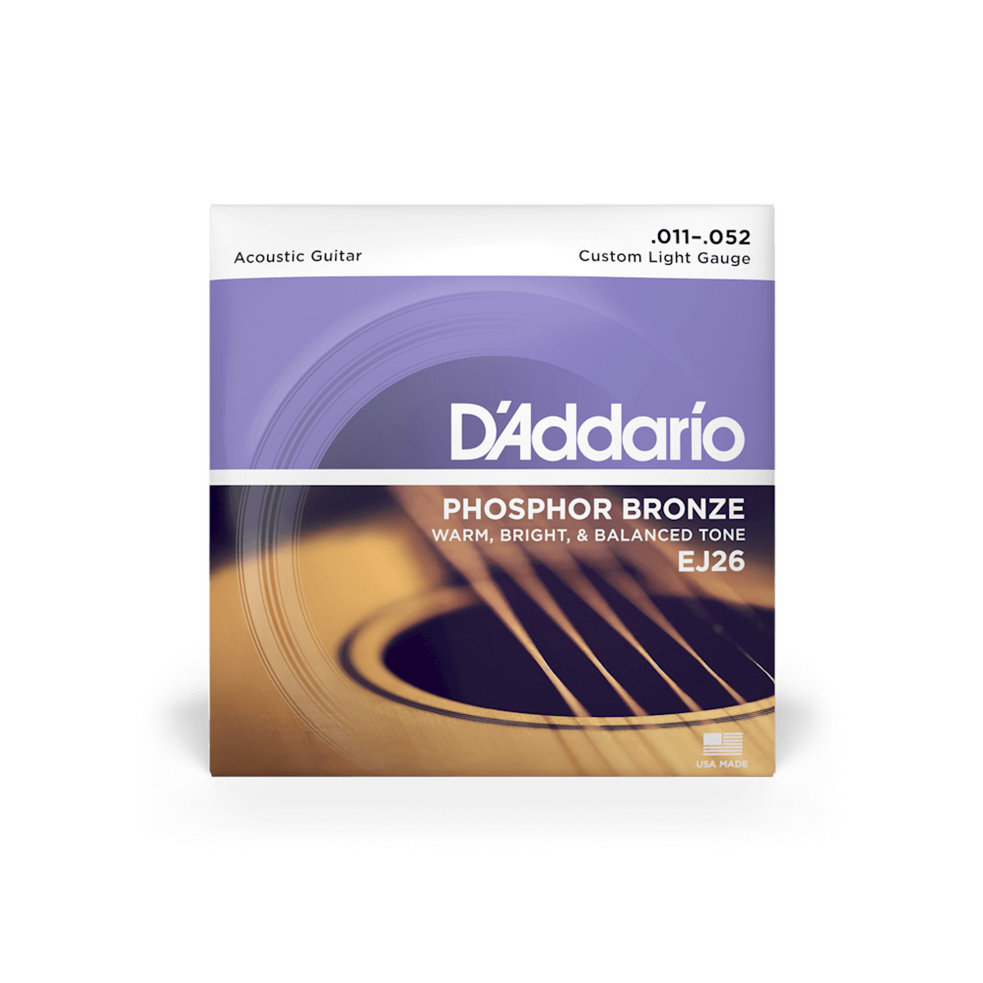 D'Addario Phosphor Bronze Custom Light Gauge Acoustic Guitar Strings Set Packaging