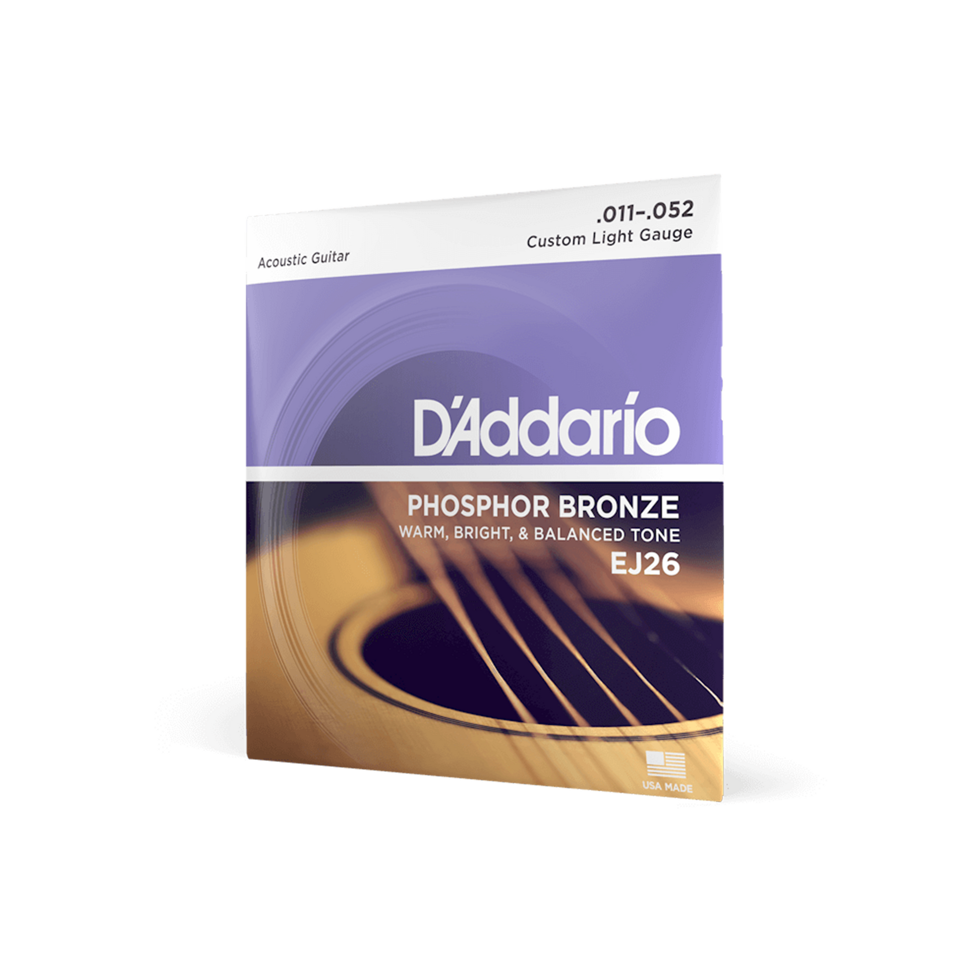D'Addario Phosphor Bronze Custom Light Gauge Acoustic Guitar Strings Set Packaging