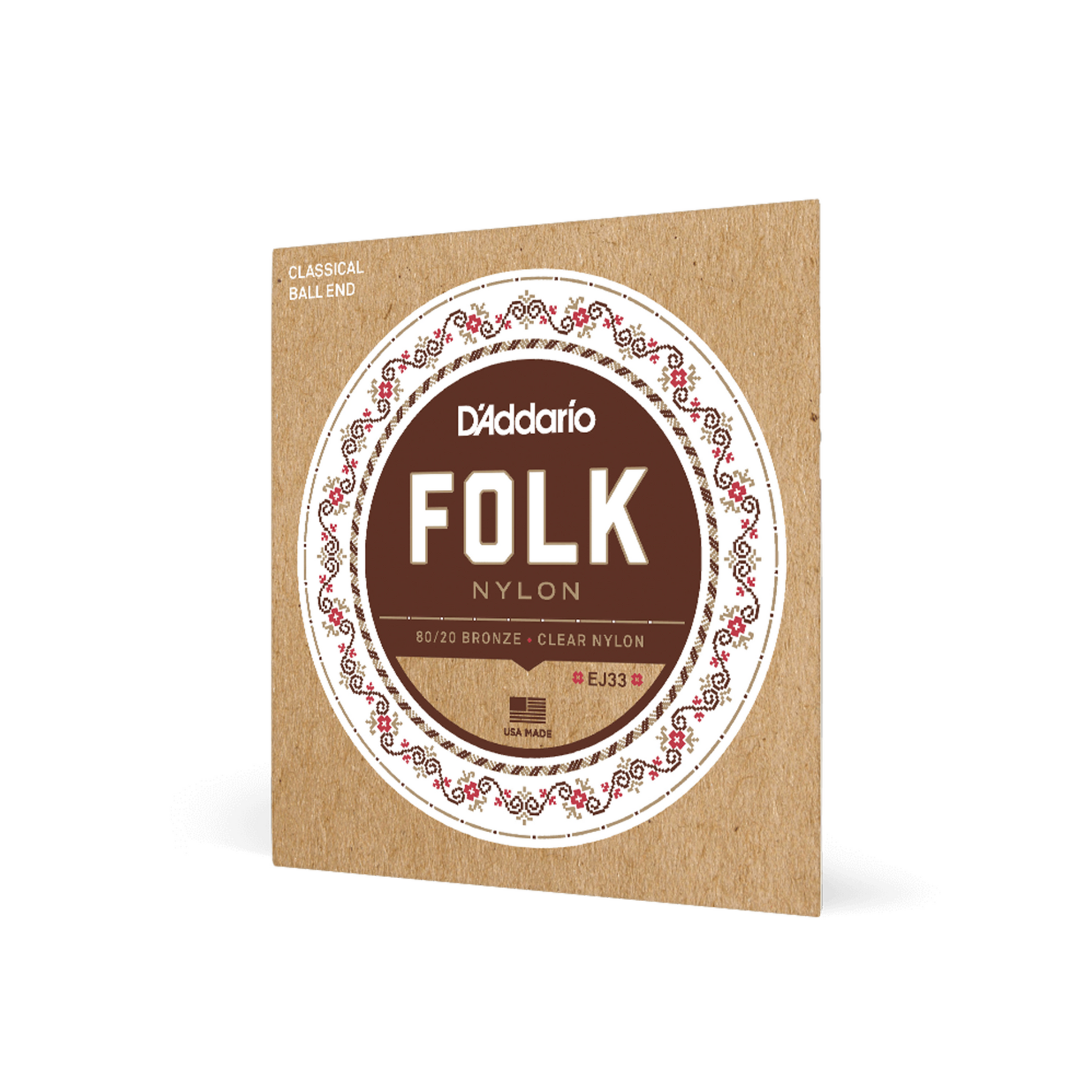 D'Addario Folk Nylon Classical Guitar Strings Set Packaging