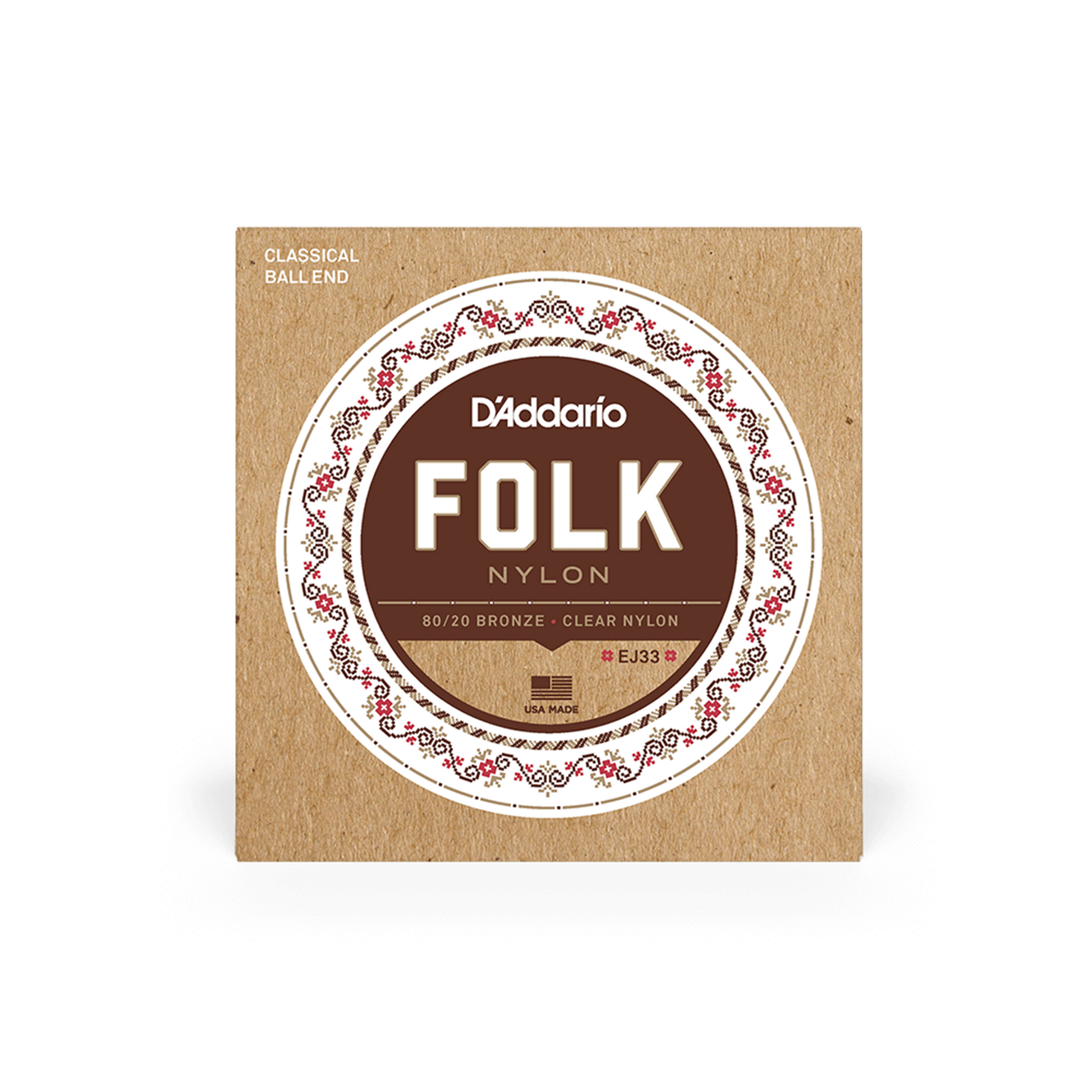 D'Addario Folk Nylon Classical Guitar Strings Set Packaging