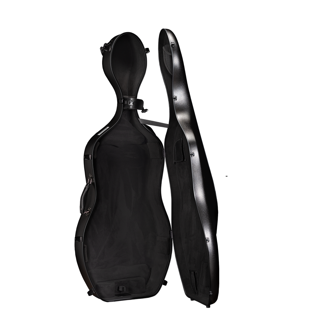 Open View of CACL13 Black ABS Plastic Cello Case
