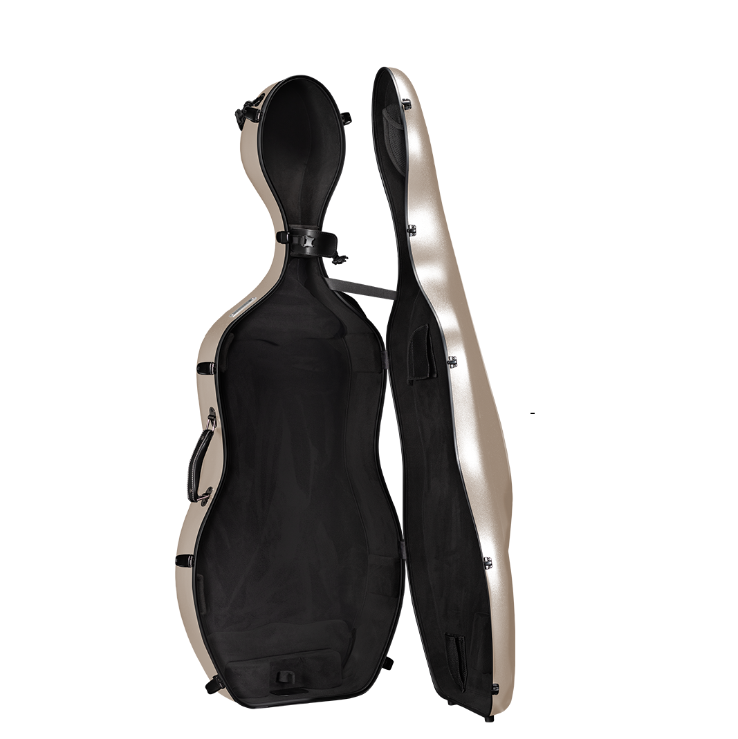 Open View of CACL13 Champagne ABS Plastic Cello Case