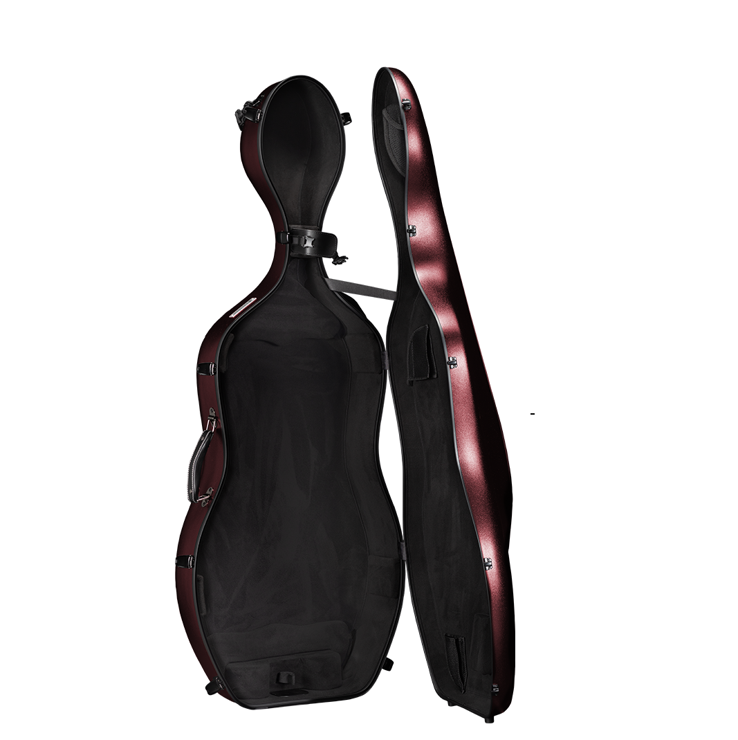 Open View of CACL13 Red ABS Plastic Cello Case