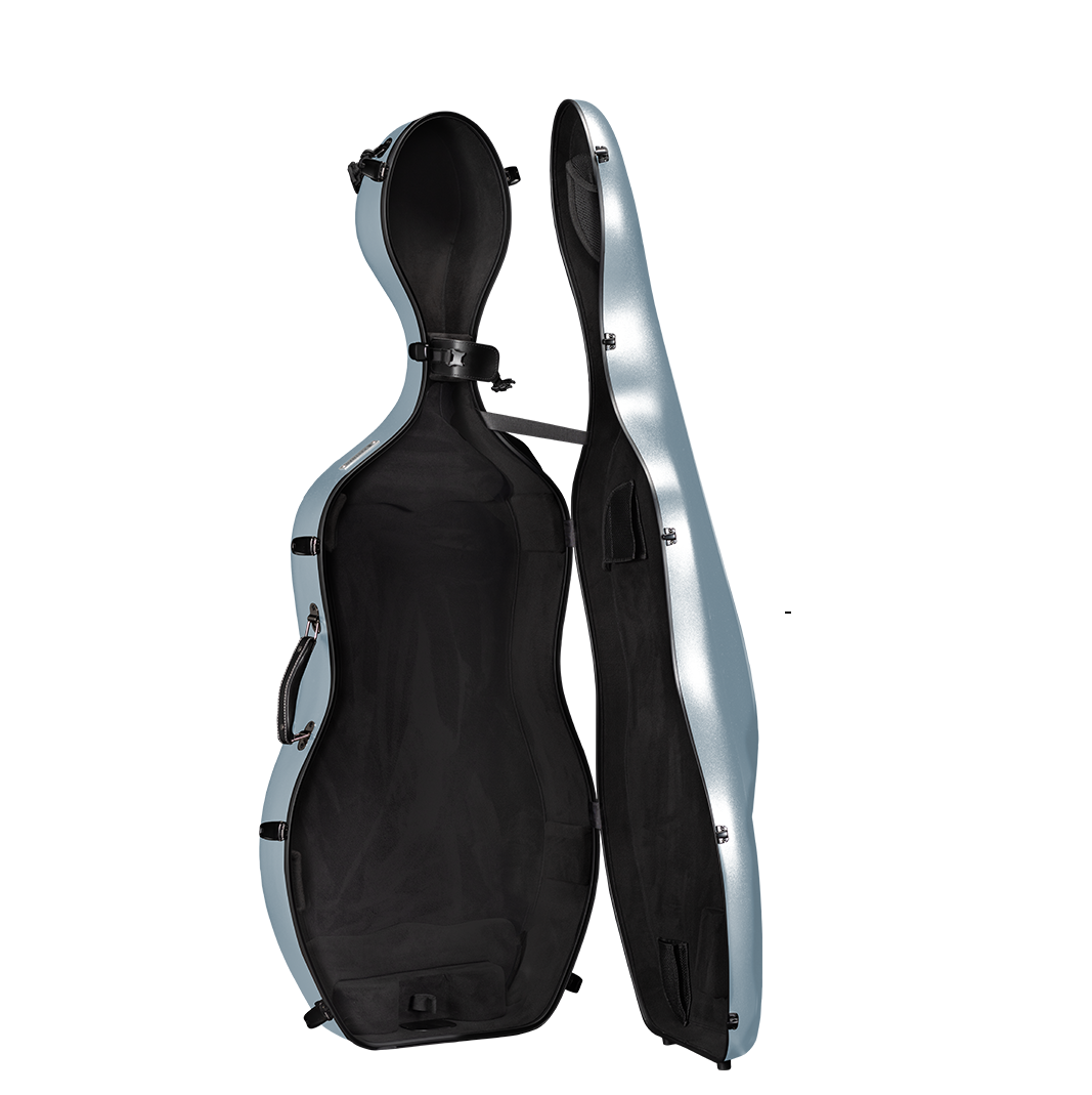 Open View of CACL13 Sky Blue ABS Plastic Cello Case
