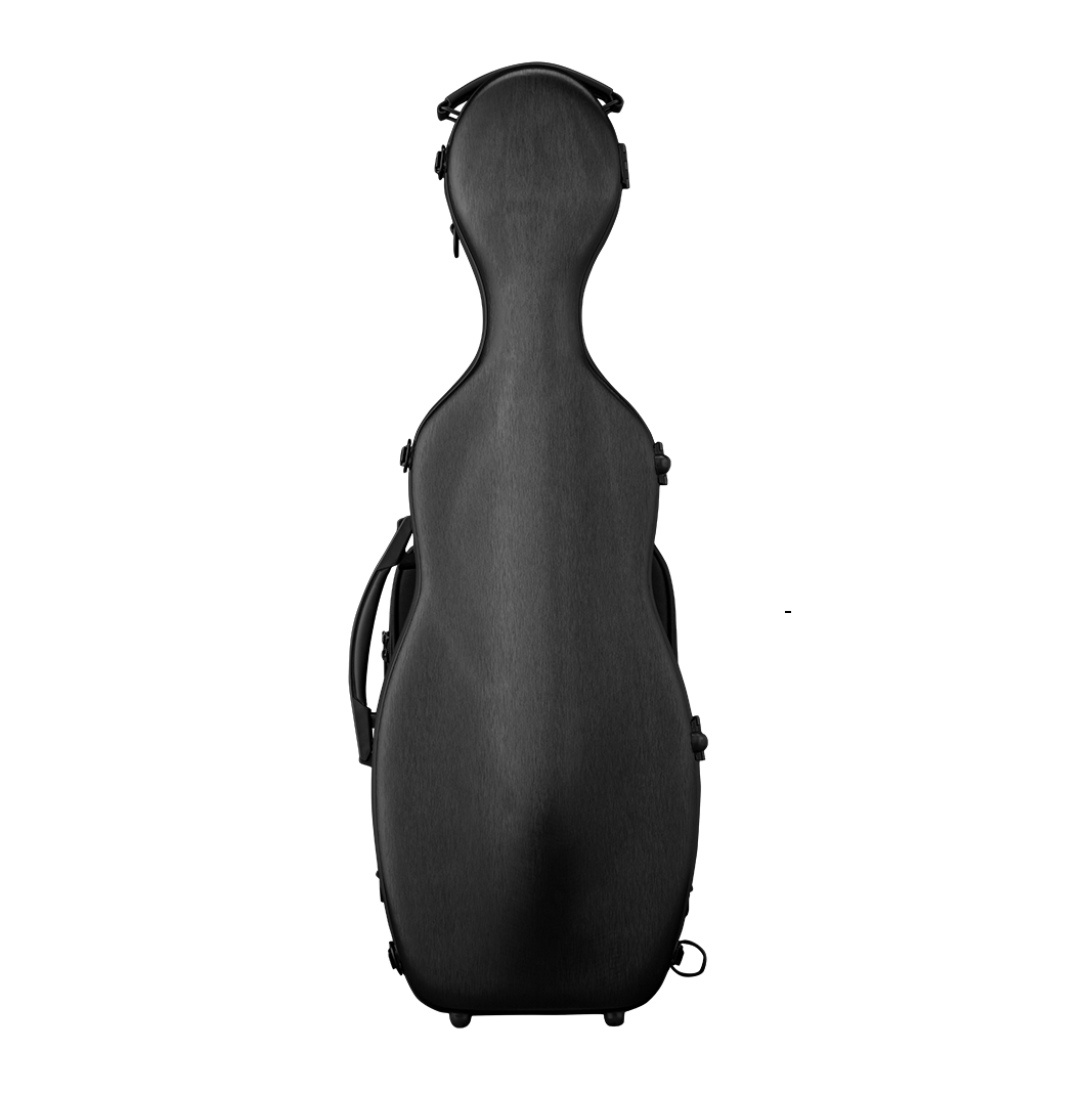 Front View of Black Eastman CAVL30 Cello-Shaped Violin Case
