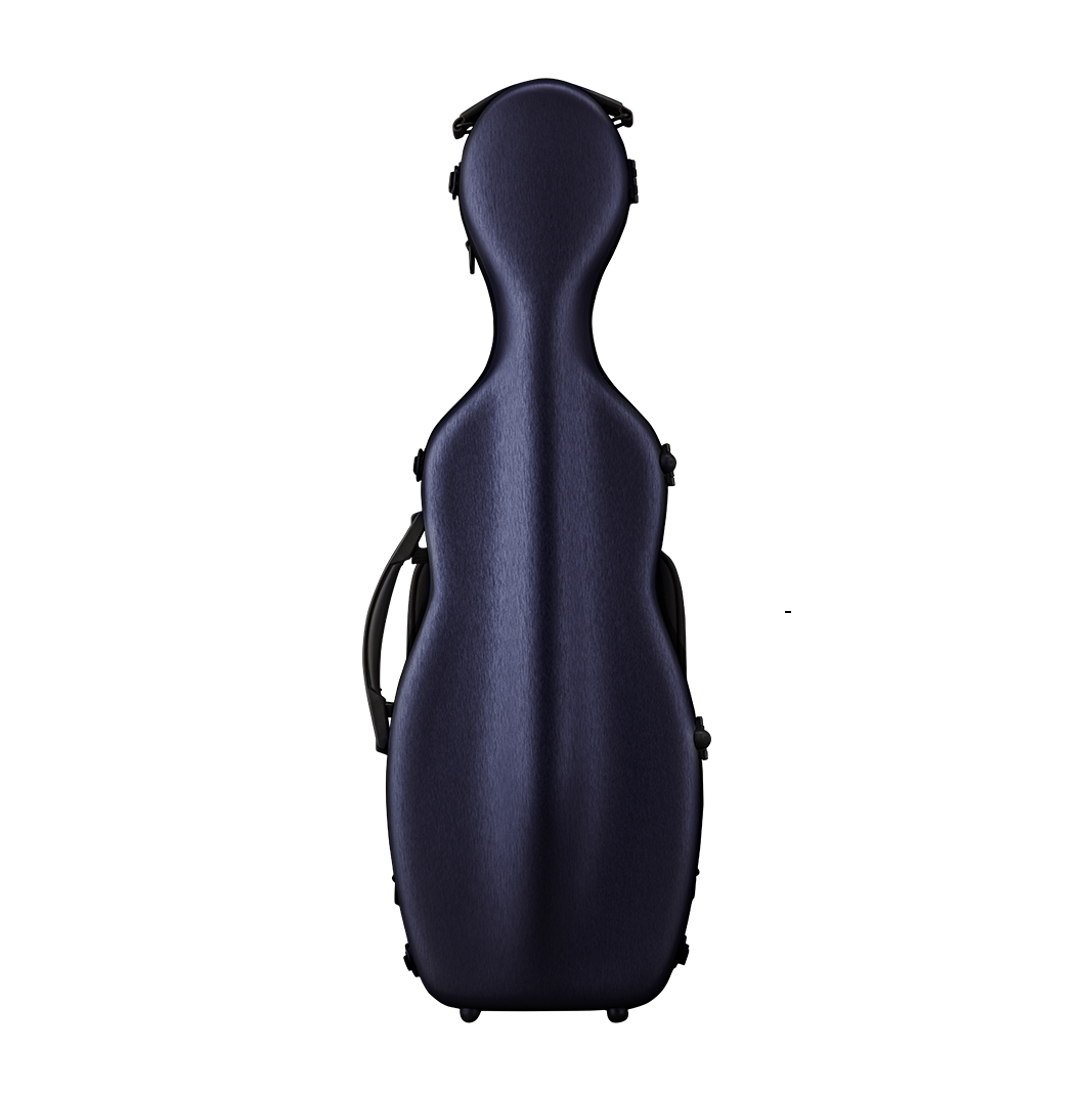 Front View of Blue Eastman CAVL30 Cello-Shaped Violin Case