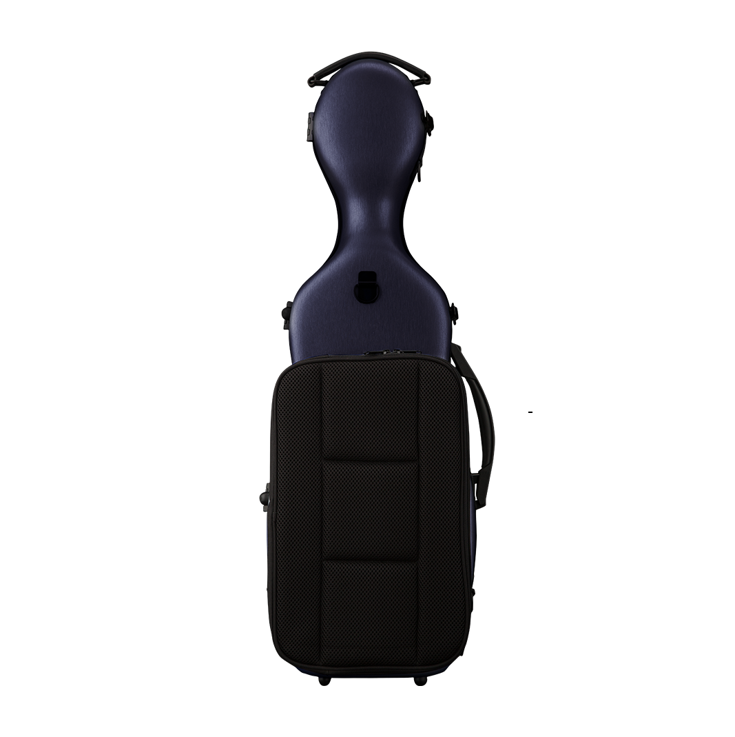 Back View of Blue Eastman CAVL30 Cello-Shaped Violin Case