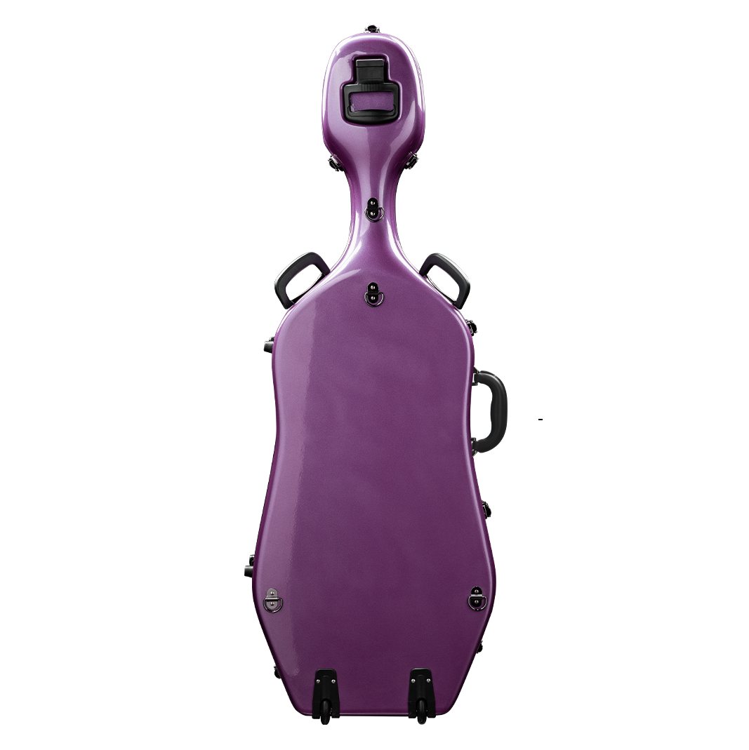 Back View of CACL28 Lavender Deluxe Cello Case with Wheels