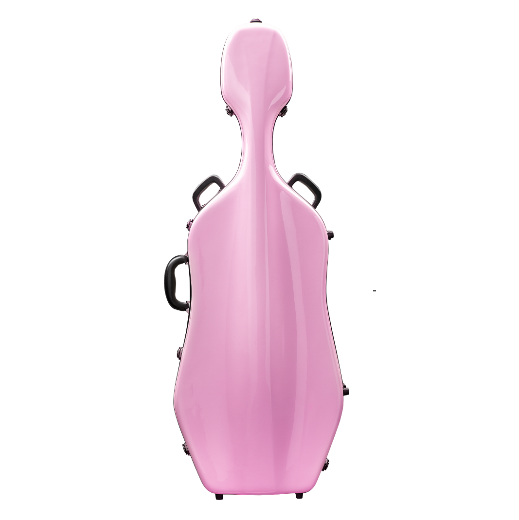 Front View of CACL28 Pink Deluxe Cello Case with Wheels