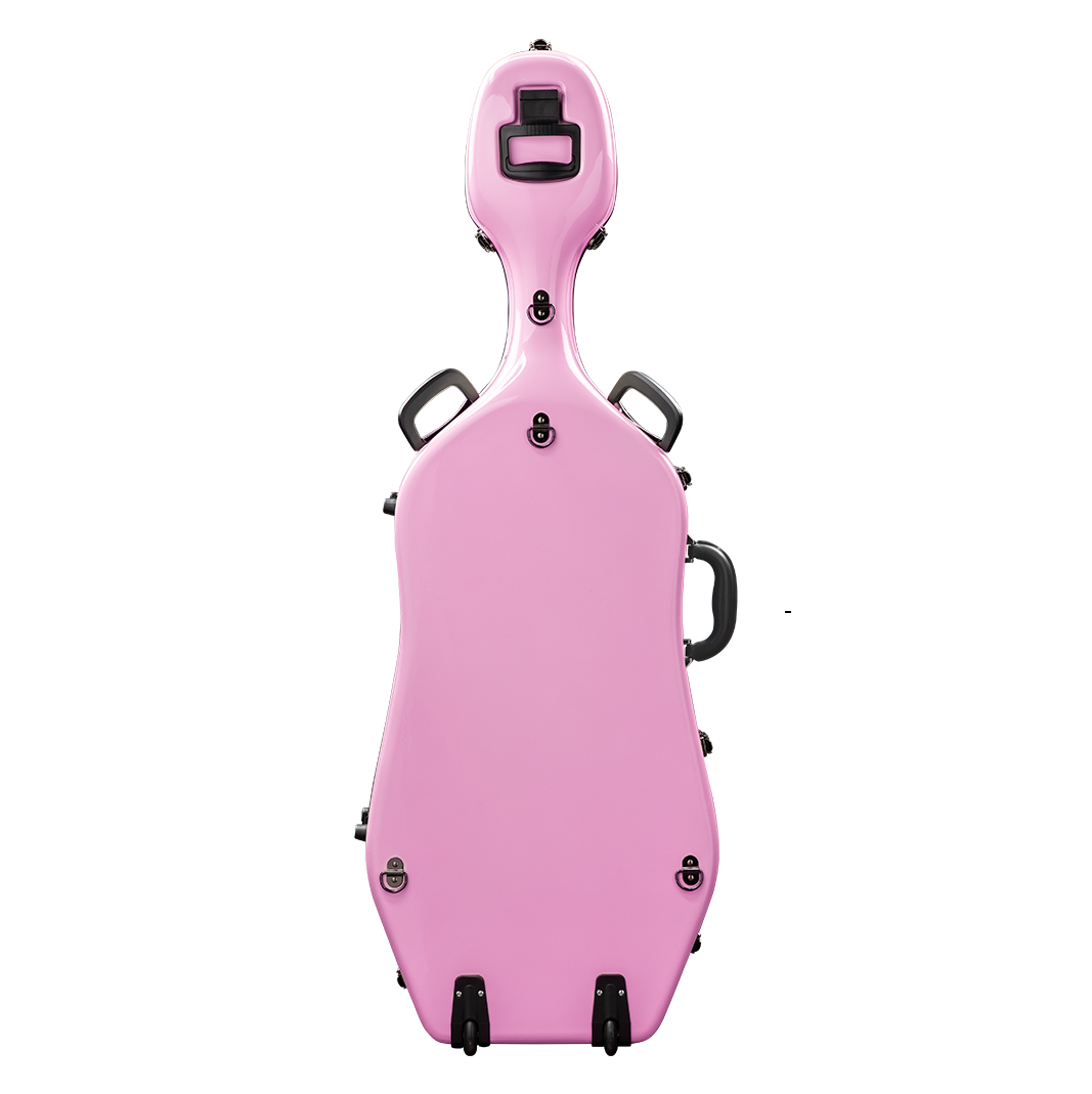 Back View of CACL28 Pink Deluxe Cello Case with Wheels