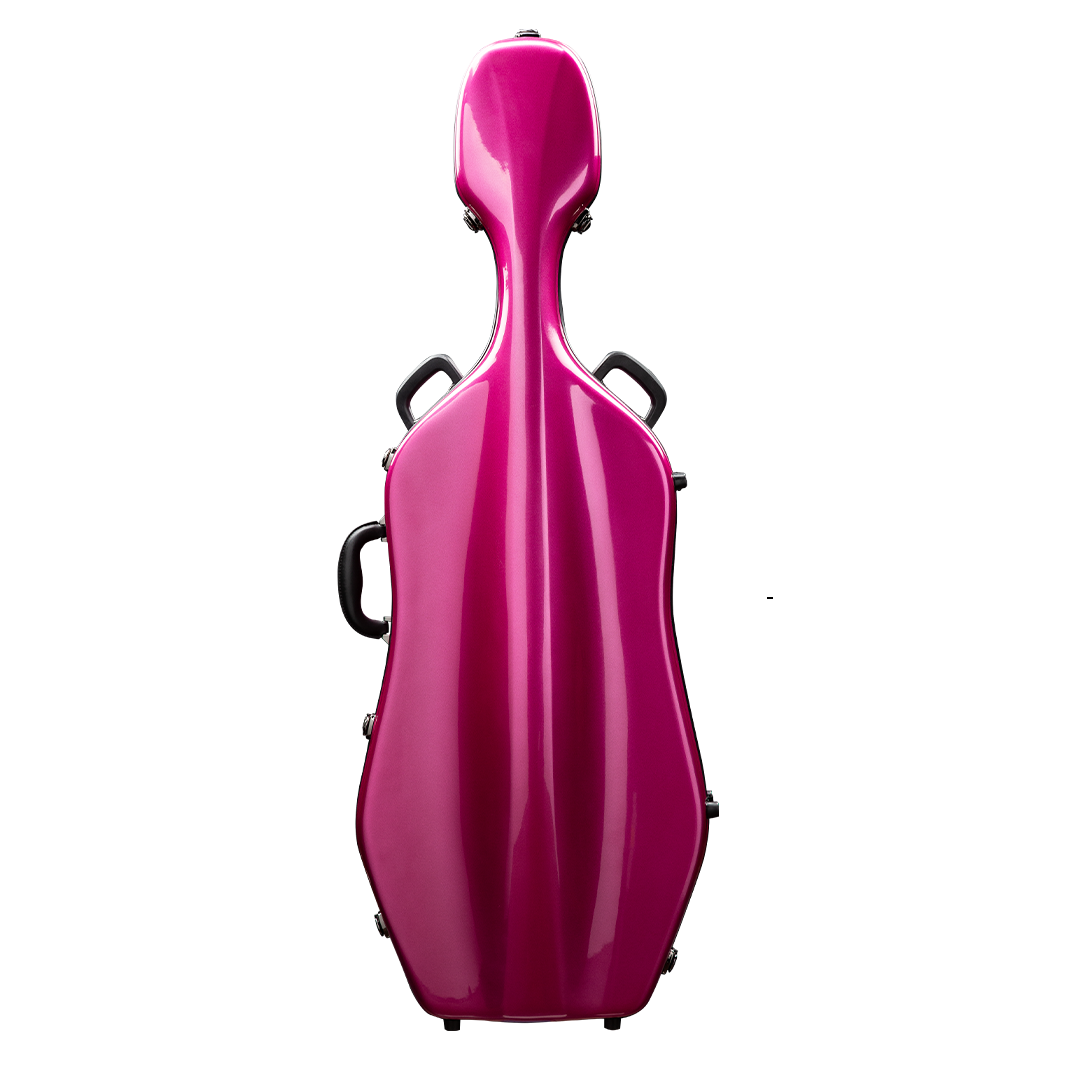 Front View of CACL28 Purple Deluxe Cello Case with Wheels