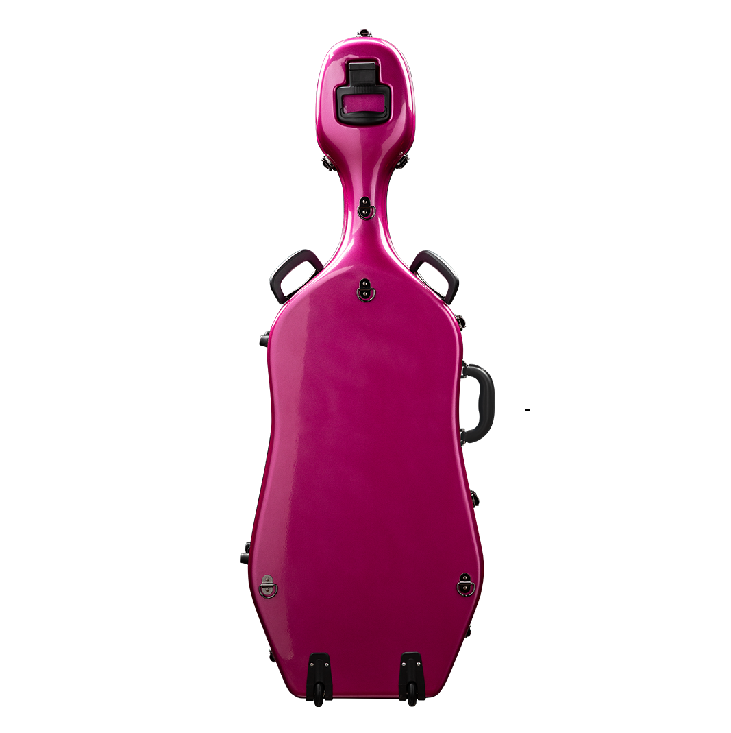 Back View of CACL28 Purple Deluxe Cello Case with Wheels