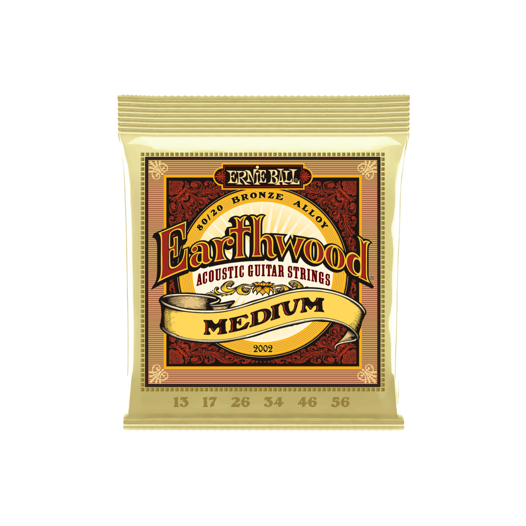 Ernie Ball Earthwood 80/20 Bronze Acoustic Guitar Strings, Medium (13- 56)