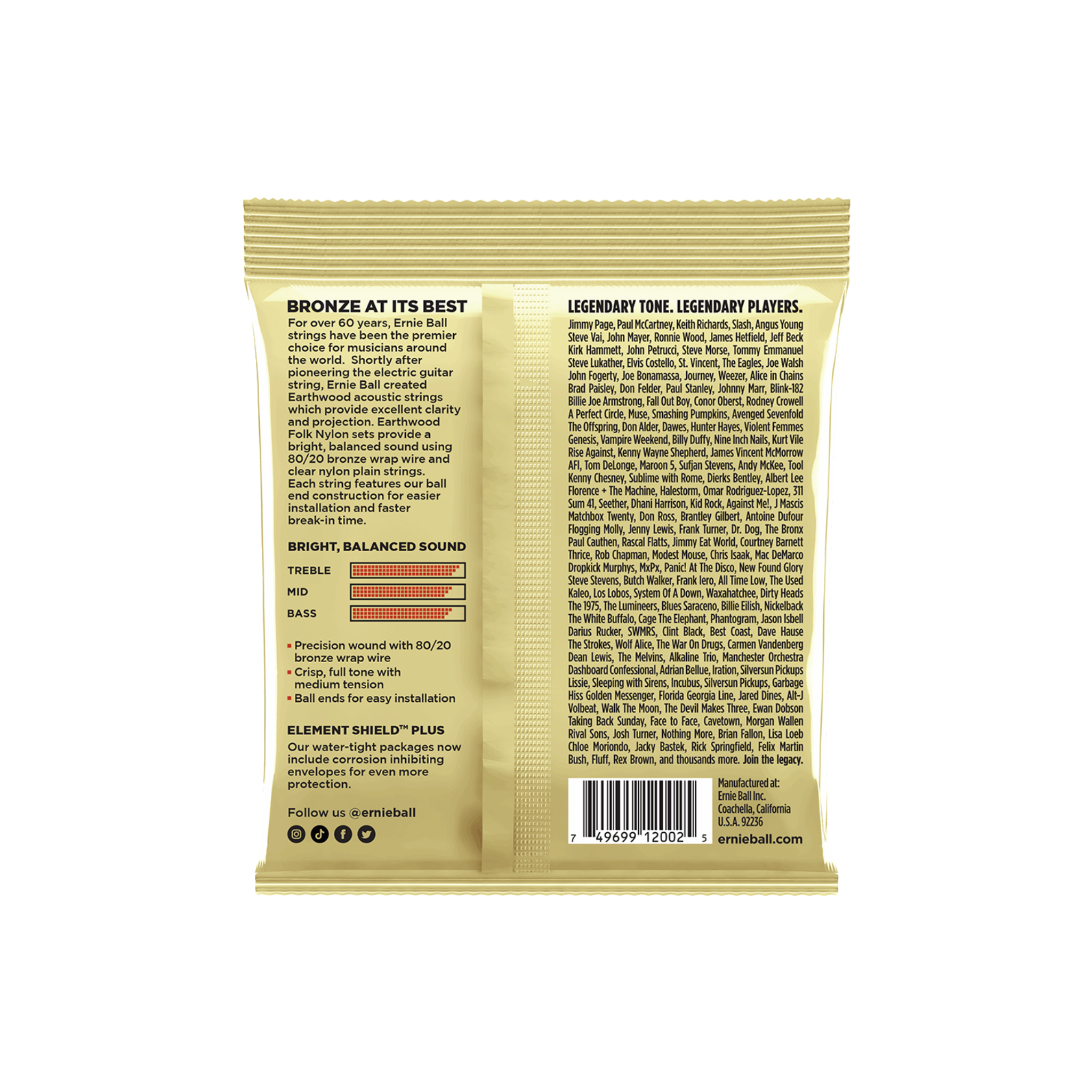 Ernie Ball Earthwood 80/20 Bronze Acoustic Guitar Strings, Medium (13- 56)