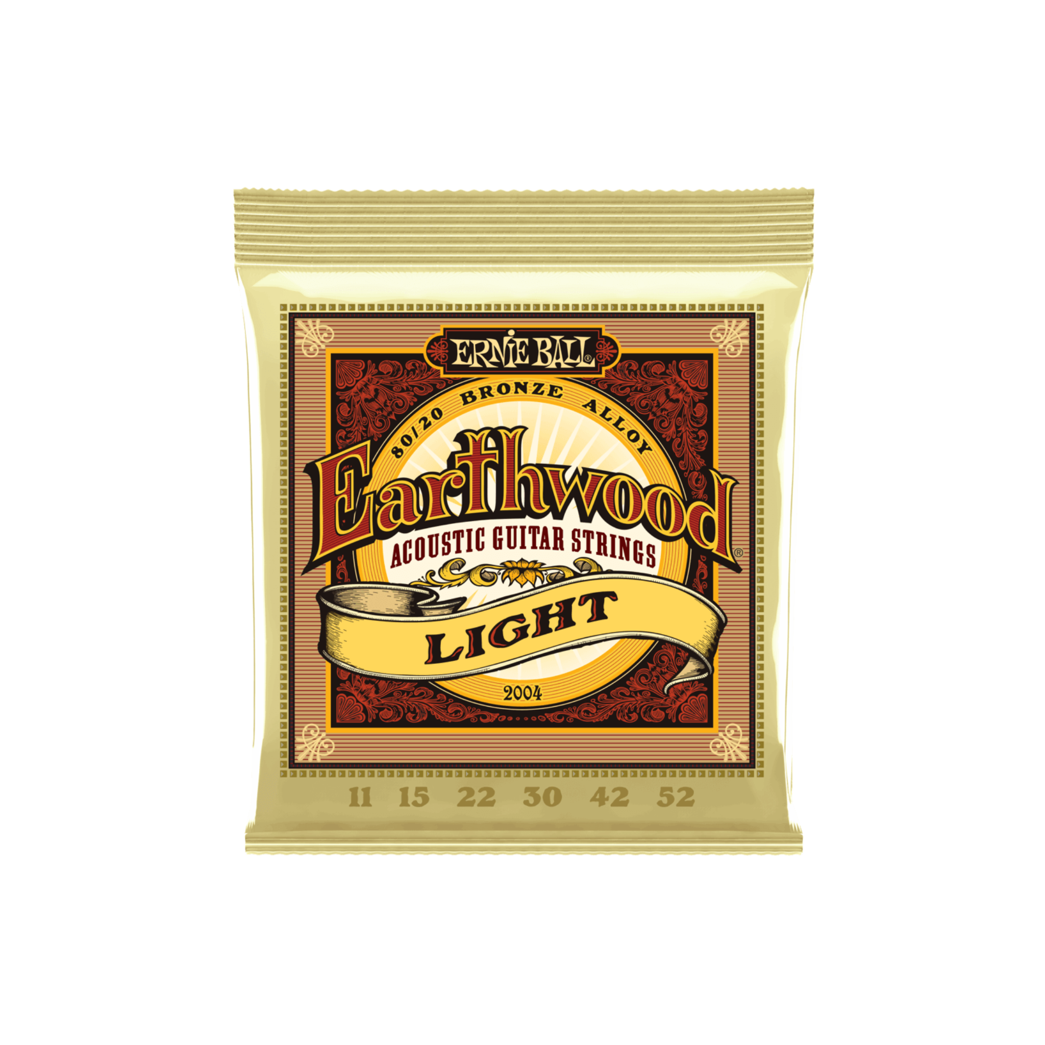 Ernie Ball Earthwood 80/20 Bronze Acoustic Guitar Strings, Light (11- 52)