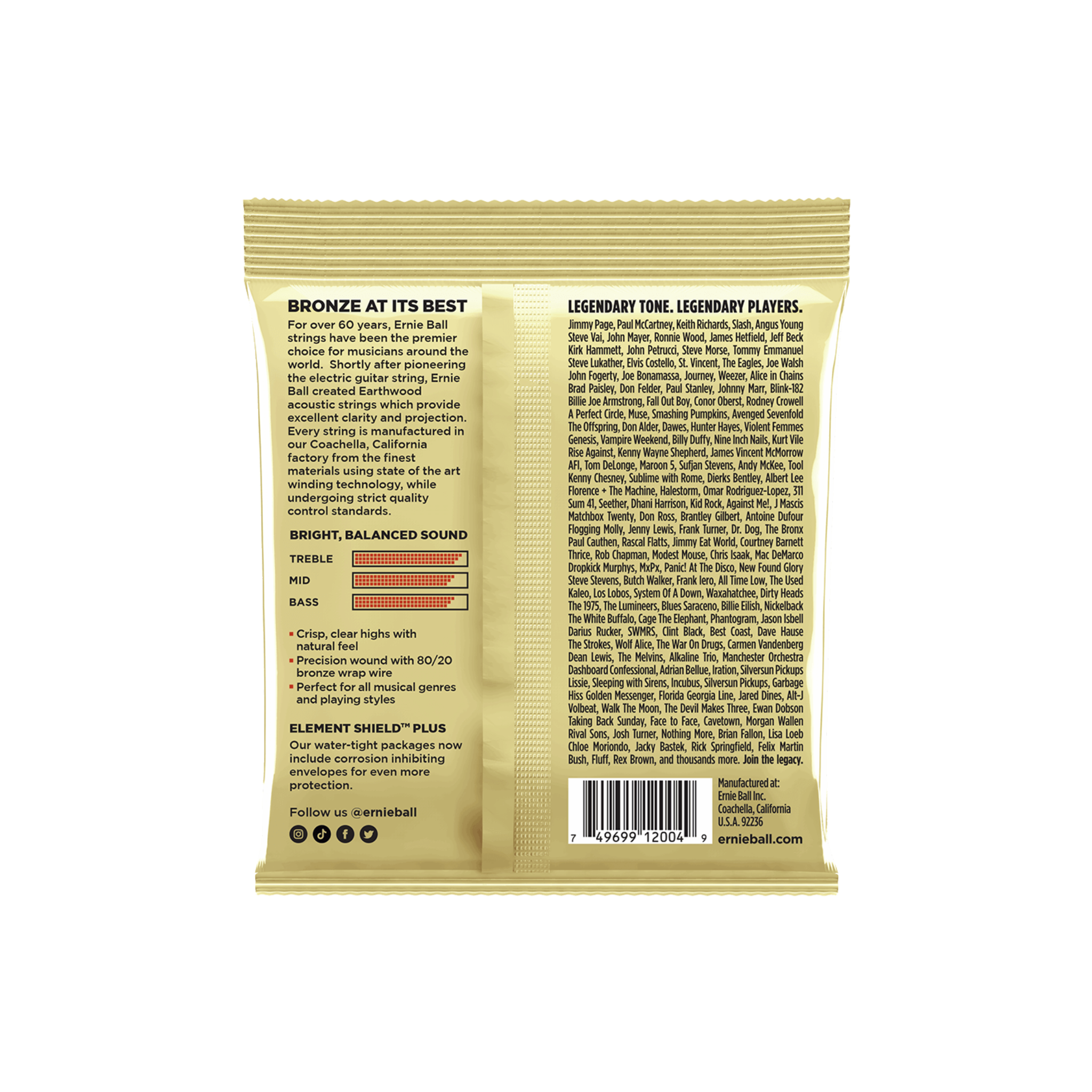 Ernie Ball Earthwood 80/20 Bronze Acoustic Guitar Strings, Light (11- 52)