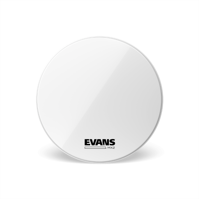 Evans MX2 White Marching Bass Drumhead - Select Size 16"-32"