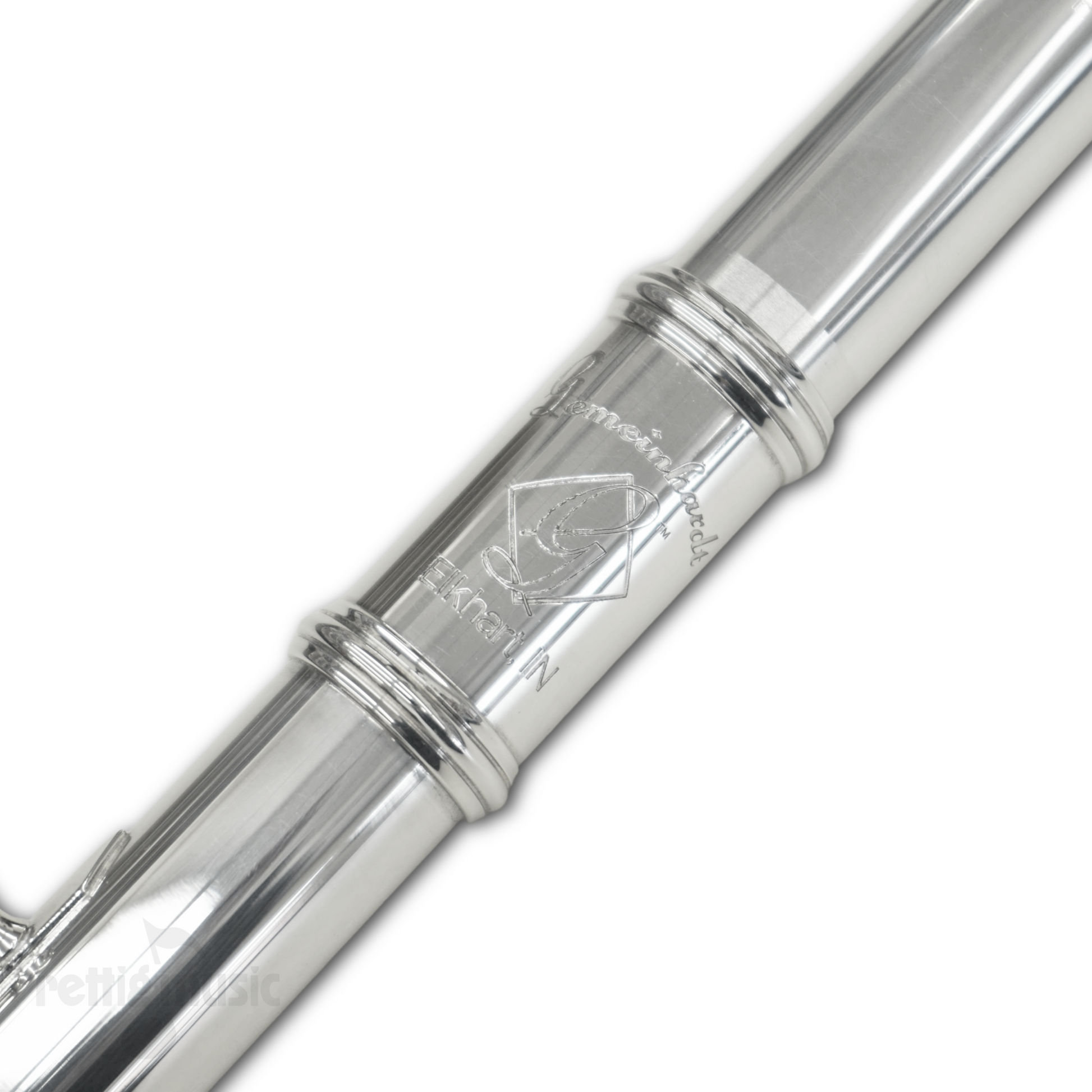 Close-up of engraving on Gemeinhardt 3OSBNG Flute