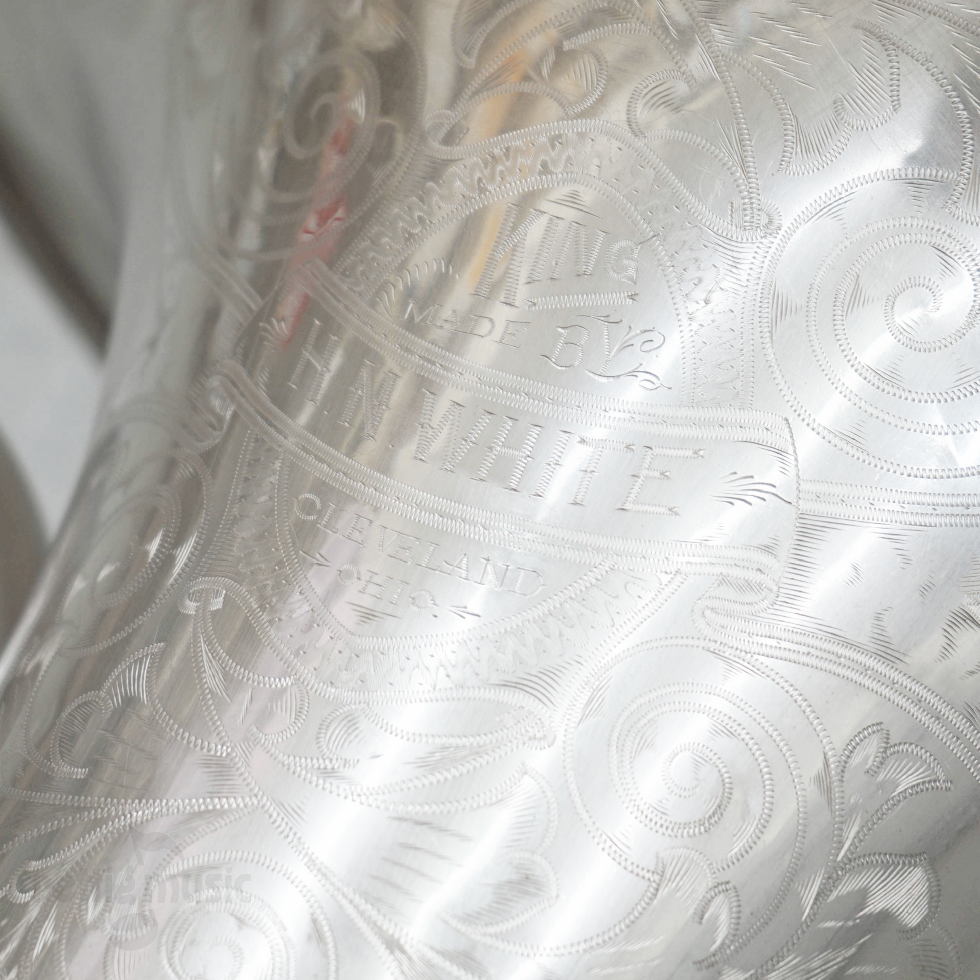 Closeup of King Eb Tuba engraving