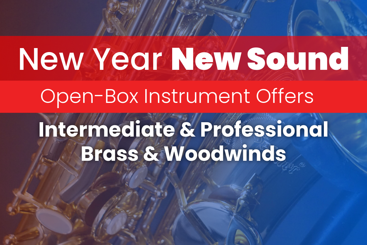Promotional Banner for Open-Box Intermediate and Professional Brass and Woodwind Instruments