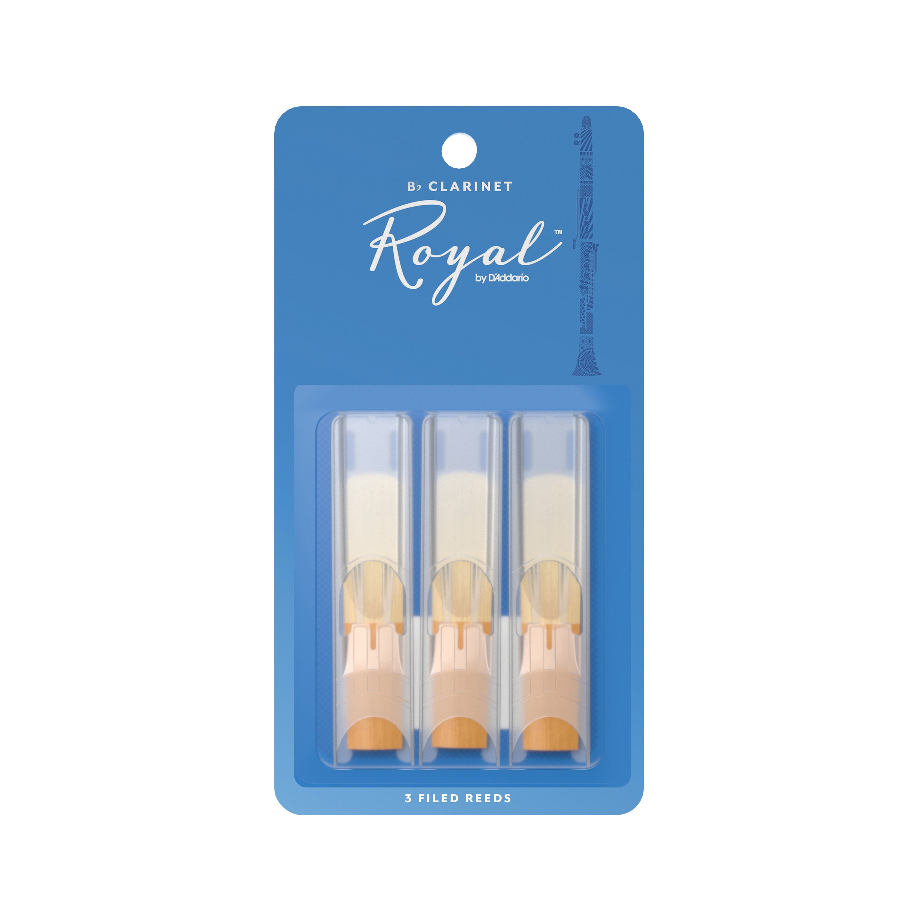 Rico Royal Bb Clarinet Reeds - 3-Pack (Strength 2.5)