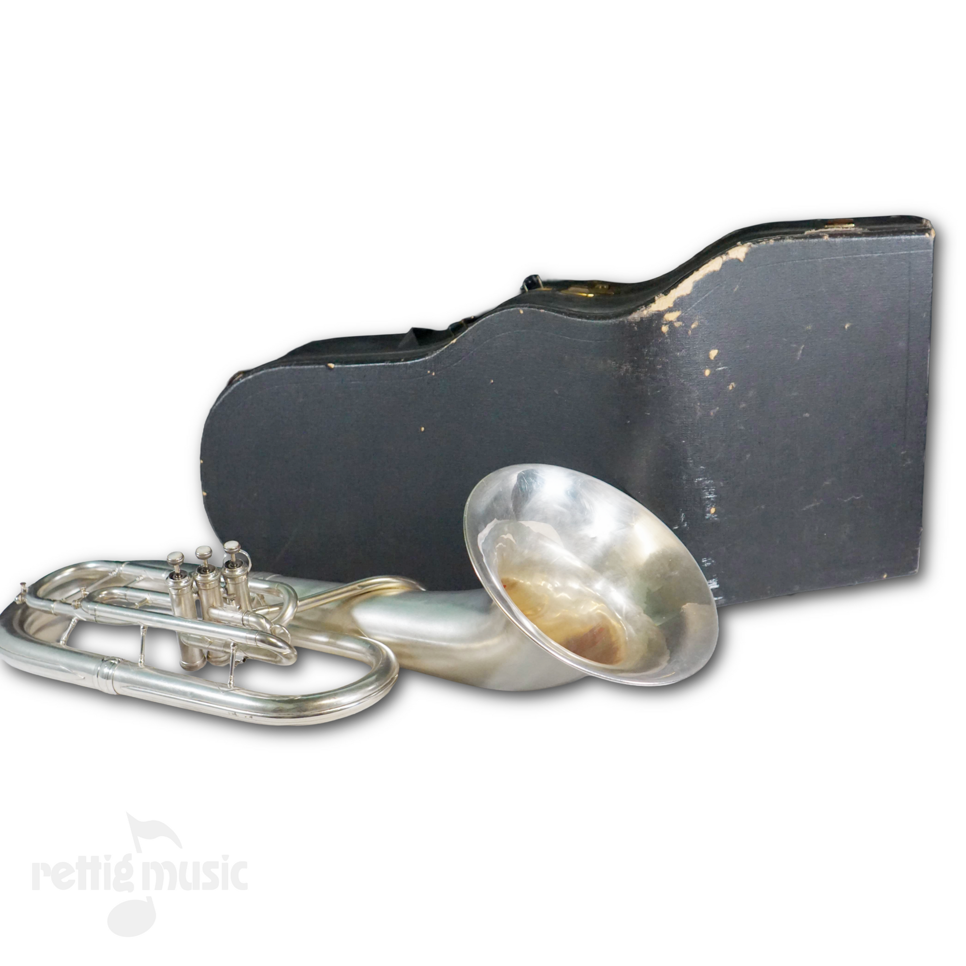 Vintage Satin Silver King Baritone and Case