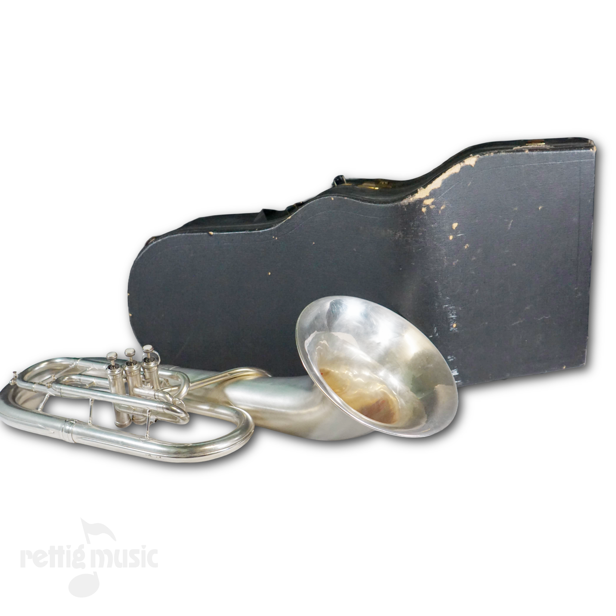 Vintage Satin Silver King Baritone and Case