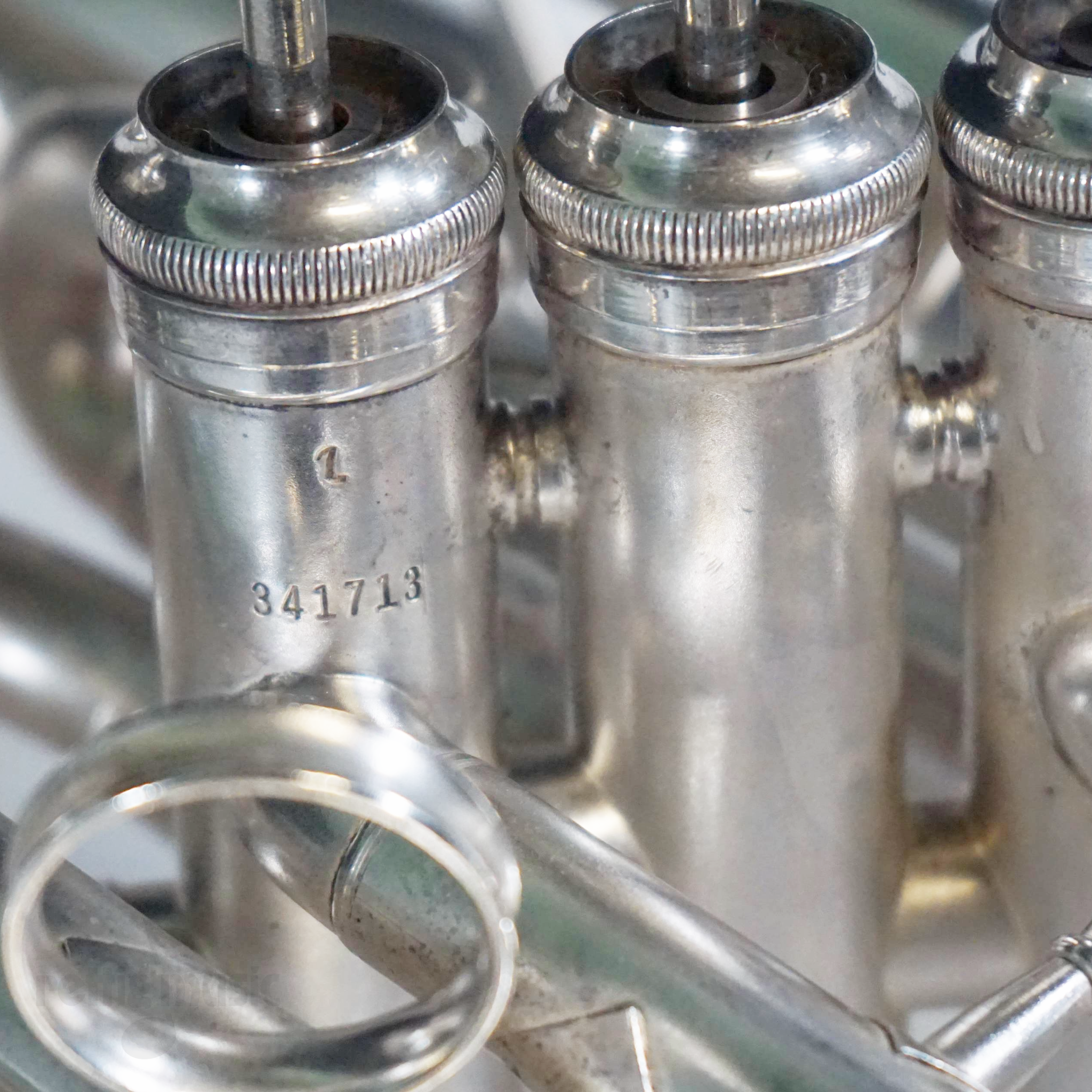 Close Up of Vintage Satin Silver King Baritone