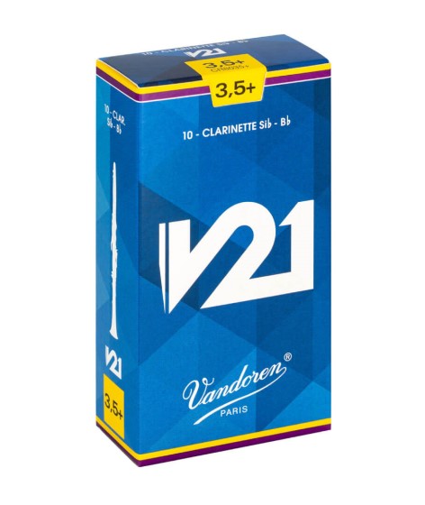 Vandoren V21 Bb Clarinet Reeds - Box of 10 (Strength 2.5-3.5)